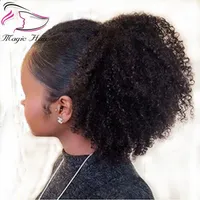 EVERMAGIC AFRO KINKY Curly Human Hair Ponytail Extensions 70-120G Drawstring Human Hair Clip In Ponytail Malaysian Remy Hair