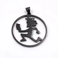 black silver High Polished Fashion Stainless Steel roker ICP Round Hatchet Man Pendant Men Women Necklace Chain2664