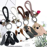 Cute Cartoon Dog Keychain Leather Tessal Key chain Keyring Women Bag Car Key holder free shipping