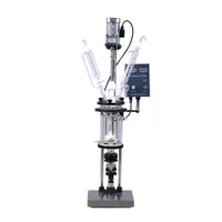 ZZKD Lab Supplies Double-Layer Cylindrical 3L Glass Jacket Type Kettle Reactor Chemical Reaction Unit with Stainless Steel Bracket Multiple Reactions