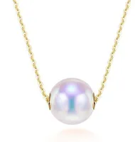 Kostenlose ShippiNG Fine Jewelry natürliche 18K Akoya Sea Pearl Anhänger Halskette Licht Runde Schlüsselbein