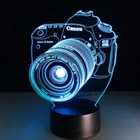 Бесплатная доставка 3D лампа камеры иллюзия светодиодные новинка USB лампа сенсорные 7 цветной изменение таблицы Xmas Night Light Home Decor акриловые светильники # T