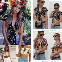 Womens Casual Off Shoulder Floral Short T-Shirt Imprimir raya mangas Blusa Tops Sexy Ladies Off Shoulder usar camisa Top AAA550