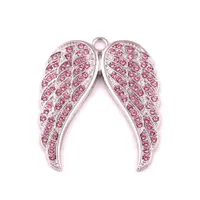 Dubbele engel vleugel hanger zilver kleur veer kraag bezaaid met kristal populaire mode-sieraden Valentijnsdag cadeau