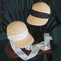 2018 donne di estate paglia visiera cappellino da spiaggia lace up nastro natura rafia paglia cappelli da sole signore cappello fatto a mano