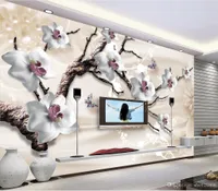 3D壁紙注文の写真の高級ジュエリーの花テレビの背景壁の装飾絵画3D壁の壁画壁のための壁紙3 Dリビングルーム