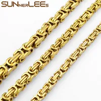 Modeschmuck 5mm 7mm 9mm Gold Farbe Edelstahl Halskette Byzantine Gliederkette Für Herren Damen SC09 N