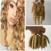 Tuny Funmi Braziliaanse blonde menselijke haarbundels met sluiting Romantiek Curl # 613 Blonde Maagd Haar 3 Bundel Deals met 4x4 Kantsluiting