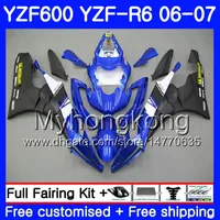 Body + Stock blue blk Tanque caliente para YAMAHA YZF R 6 YZF 600 YZF-600 YZFR6 06 07 Marco 233HM.11 YZF-R6 06 07 YZF600 YZF R6 2006 2007 Fairings Kit