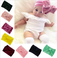 Large Bow Girls Headband Gold velvet Fabric Bowknot Fabric Elastic headwrap For Kids Warm Hair accessories Cotton Hairband