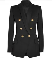 Premium New Style Top Quality Blazers Original Design Women&#039;s Double-Breasted Slim Jacket Metal Buckles Blazer Retro Shawl Collar Outwear Black White size chart