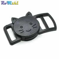 100pcs/lot 3/8&quot;(10mm) Plastic Curved Cat-Head Safty Breakaway Buckle Black Cat Collar Paracord Webbing Apparel Accessories