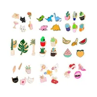 106Styles dos desenhos animados lapela Pins Set emblema vaso broche colar para mulheres Badges Cactus Esmalte Pin decorativa Broches pano Jóias