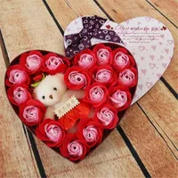 New Heart-Shaped Rosen-Blumen-Seifen-Blume Cubs Valentinstag-Geschenk-Kasten-kreative freies Verschiffen Seifenblume