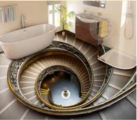 living room wallpaper Spiral staircase 3D floor outdoor three-dimensional painted wall background