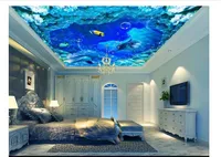 3d behang custom foto plafond muurschildering behang fantasie oceaan wereld water patroon oceaan dolfijn plafond muurschildering grote sterrenhemel behang