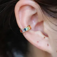Fashion delicate colorful rhinestone clip earrings no pierced gothic punk shiny cz rock cuff earrings for girls ear cuff new 1pc
