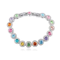 Mode Réel Cristal De Swarovski Argent Couleur Zircon Bracelets Bracelet Pour Femmes De Mariage Bijoux Accessoires Cadeau