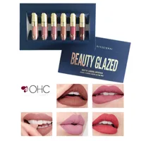 Wholesale-6 Pcs/Set Lipgloss Waterproof Matte Liquid Lipstick Long Lasting Lip Gloss Birthday Edition Beauty Glazed  Kit