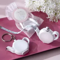 Mini Iron Skin Maßband Teekanne Kunststoff Schlüssel Schnalle Soft Portable Herrscher Flexible Regel Keychain Hochzeit Souvenir 2 5xn UU