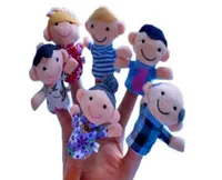 Ücretsiz Kargo 6Pcs / Seti Aile Parmak Kuklalar Bez Bebek Bebek Eğitim El Oyuncak Kid