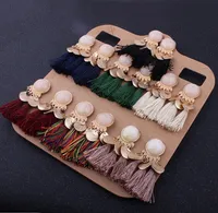 Las mujeres de la moda de la vendimia borla de la franja de los pendientes cuelgan aleación de resina bohemia colganteJoyas