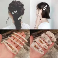 Nya Mode Kvinnor Kristall Rhinestone Pearl Hairpins Handgjorda Tjejer Glass Pearls Barrettes Vacker Full Pearls Hair Clip för dagligen