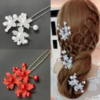 2018 goedkope bruiloft accessoires bloem patroon faux parel bruids haar sticks 2018 mode haar sieraden accessoires