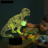 3D Dinosaur Lamp Night Light Touch Table Desk Optical Illusion Lamps 7 Color Changing Lights Home Decoration Xmas Birthday Gift