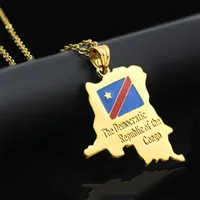 WEIYU Democratic Republic of the Congo Map Small Pendant Necklace Gold Color DRC Jewelry for Women Girl Necklace Jewelry Gift