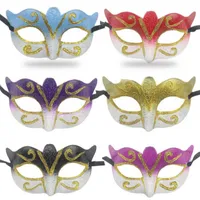 Promoção Vendendo Máscara Do Partido Com Máscara De Glitter Ouro Venetian Unisex Sparkle Masquerade Máscara Veneziana Mardi Gras Traje