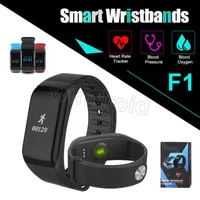 F1 Smart Watch Blodtryck Oxygen Monitor Smart Band Fitness Tracker Aktivitet Armband Hjärtfrekvens Monitor Pedometer Smart Armband DHL
