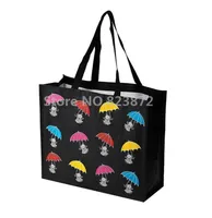 مومن ليتل ماي كارتون حقيبة تسوق قابلة لإعادة الاستخدام أسود قوي كبير للماء سوبر ماركت حقيبة حمل حقيبة يد حقائب الشاطئ هدية