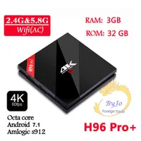 H96 Pro + 3G DDR3 32g Flash 2.4g 5 GHz WiFi HD2.0 4K Box Amlogic S912 OCTA Core BT4.0 Smart Android TV Box Android 7.1