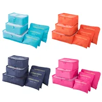 Conjunto de 6pcs Embalaje bolsa de embalaje Cubos para zapatos, bolsa de almacenamiento de ropa cosméticaTravel equipaje Organizador Ropa interior cajón divisor Closet