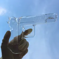 Hoge Clear Glass Bong Gun Shape Glas Waterpijp Vaporizer Percolator Roken Accessoires Rig Perc Bong Ash Catcher Fles voor Tobacoo