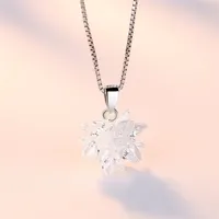 High Quality Snowflake Necklace Crystal Rhinestone Flower Pendant Necklaces Shiny CZ Zircon White Gold Plated Fashion Jewelry