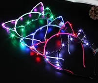 oreja de conejito led orejas de gato fiesta de diademas con luces iluminadas parpadeando parpadeando Fiesta del desgaste Accesorios para el cabello de Navidad Glow Party Supplies GA494