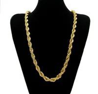 10mm 78cm zincirler Uzun ip bükülmüş zincir altın kaplama hip hop erkekler için bükülmüş kolye