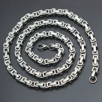 Erkek Zincir 4mm 5mm Gümüş Ton 316 Paslanmaz Çelik Bizans Kutusu Bağlantı kolye zinciri