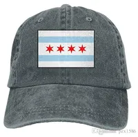 PZX @ Baseball Cap for Men Women, Chicago Flag Mäns Bomull Justerbar Jeans Cap Hat Multi-Color Valfri