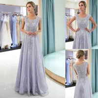 Luxus Perlen Spitze Applique Lavendel Prom Kleider Eine Linie Bodenlangen Ärmellose Formelle Kleidung Tragen Frauen Lange Abendkleid