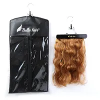 BELLAHAIR portátil extensões de cabelo cabide e saco de caso à prova de poeira para pacotes de cabelo e extensões de cabelo colorido preto