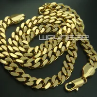 18k oro relleno para hombre cadena de sólido collar largo enlace de anillo de bordillo Joyería N227