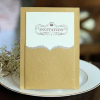 High Quality Gold Wedding Invitations 2017 Cheap Elengant Pink Invitation Cards For Party With Print Blank or Custom Inner