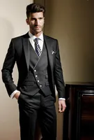 Neue Marke Slim Fit Schwarz Bräutigam Smoking Ausgezeichnete Groomsmen Hochzeitsanzug Männer Party Prom Anzug (Jacke + Pants + Tie + Vest) NO; 874