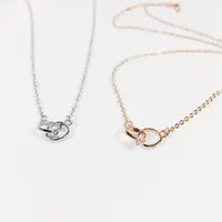 Dos anillos de la hebilla de plata de ley 925 Loveforever collares collares de diamante de joyería Anillo regalo lindo para Mujer