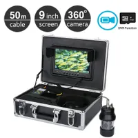 50M 9 polegadas LCD Fish Finder gravador de câmera de pesca subaquática DVR 360 graus