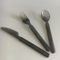 hoge kwaliteit doorzichtige zwarte food grade plastic lepel, extra dik mes en vork, partij picknick servies za6872