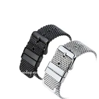 18mm 20mm 22mm Draad Mesh Blet Steel Strap Solid Mesh Strap Weve Riem Gesp Watch Accessoires Zwart / Staal